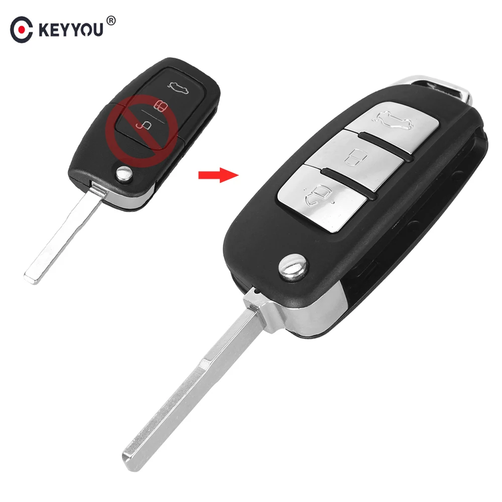 KEYYOU 3 кнопки переворачивания модифицированный Uncut автомобильный пустой ключ