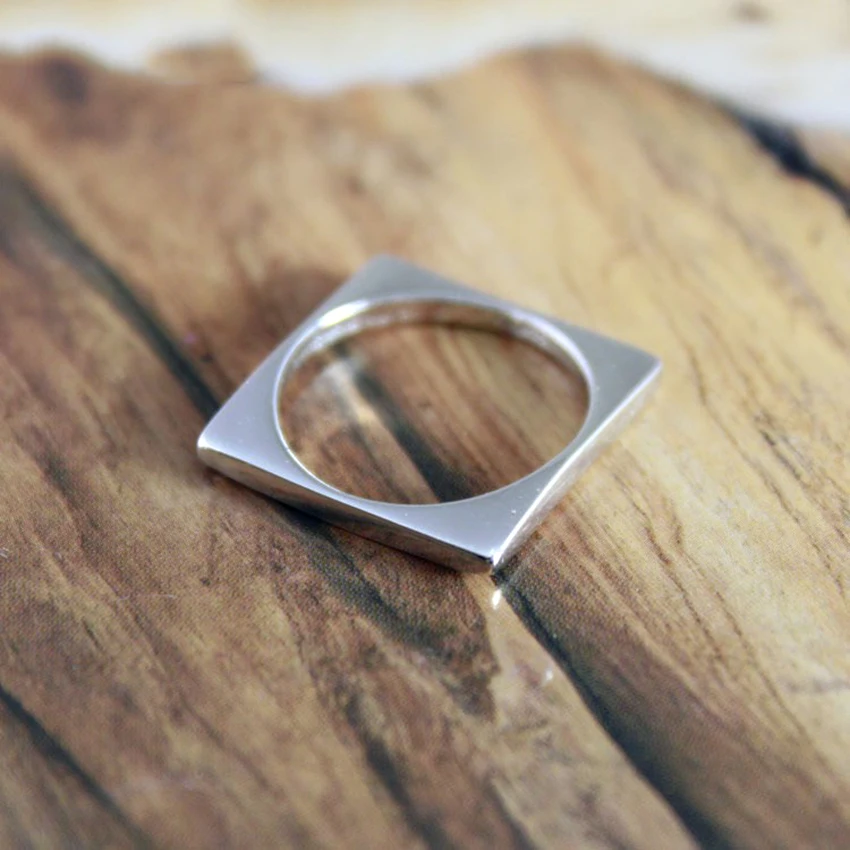 Kinitial 1 Шт. joyas de plata 925 Геометрические Квадратной Формы Кольца Ювелирные Изделия