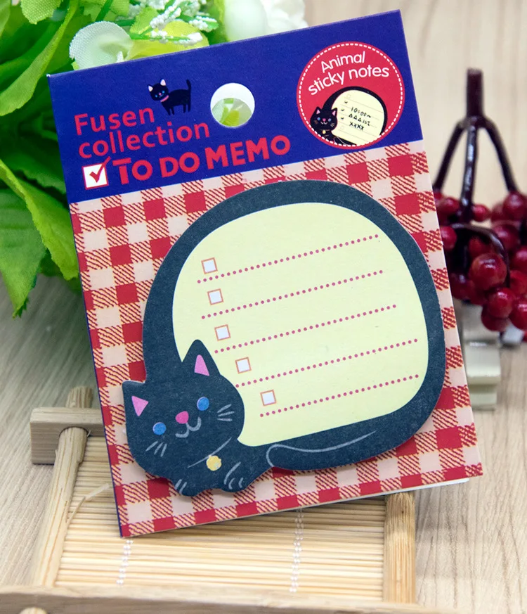Cat Мультфильм животных Бумага липкий блокнот для заметок Kawaii Наклейки Панда Кролик кошка планировщик для заметок с клеящим слоем Pad офисные школьные канцелярские принадлежности - Цвет: Cat