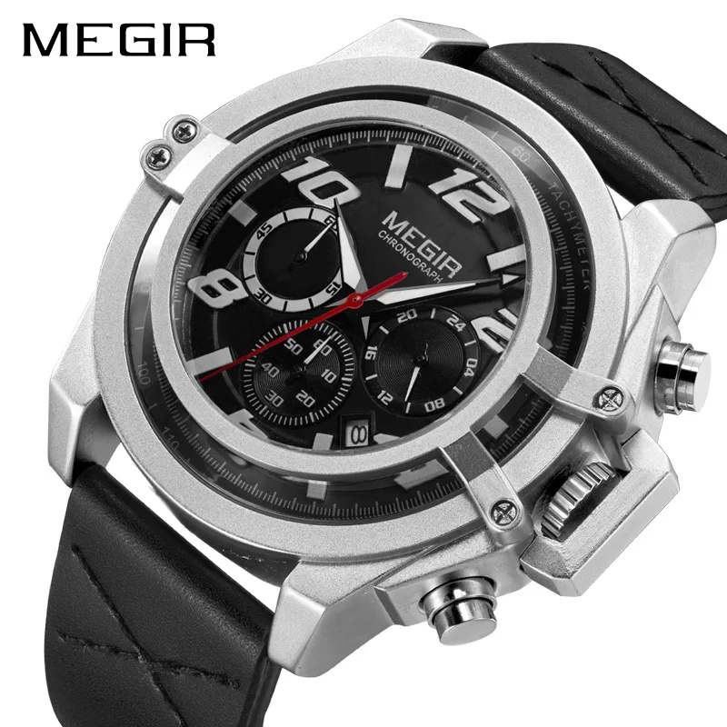 Relogio Masculino Творческий MEGIR Мужская Мода Спорт наручные мужские часы с хронографом