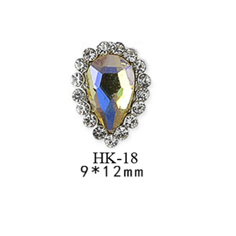 HK-18 20 шт Очаровательная Серебряная основа сплава 3D дизайн ногтей горный хрусталь декор с плоской задней блестящей кристаллами ювелирные алмазы Дизайн Аксессуары для маникюра - Цвет: HK-18