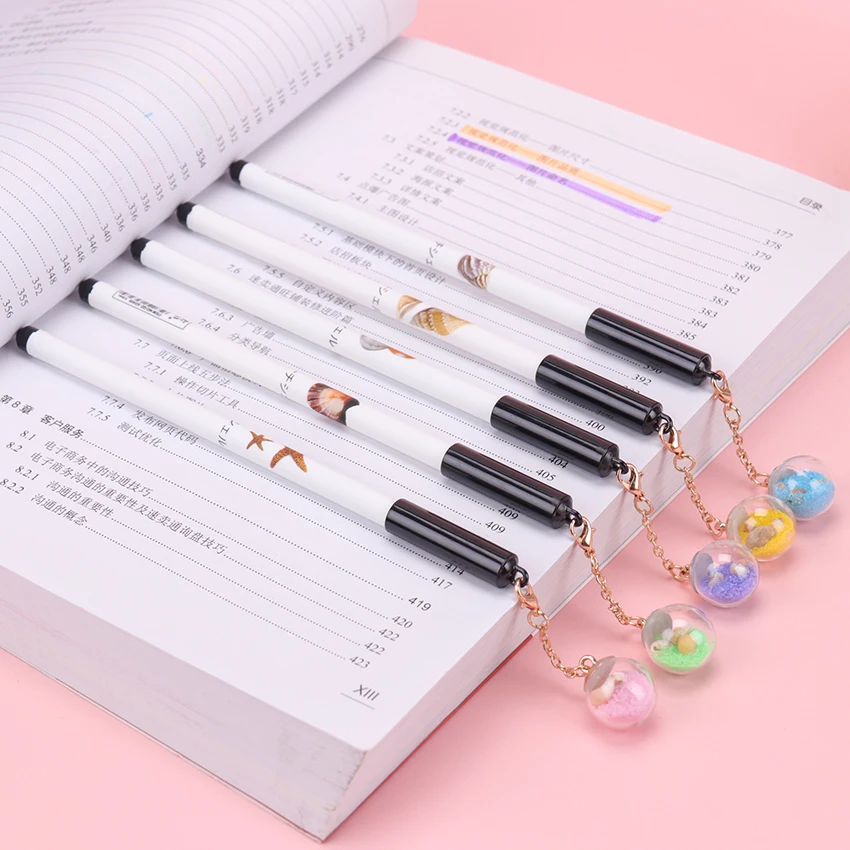 

1PC 0.5mm Starfishs Series Pendant Gel Pen Black Ink School Office Supply Escolar Papelaria Office Signature Pen