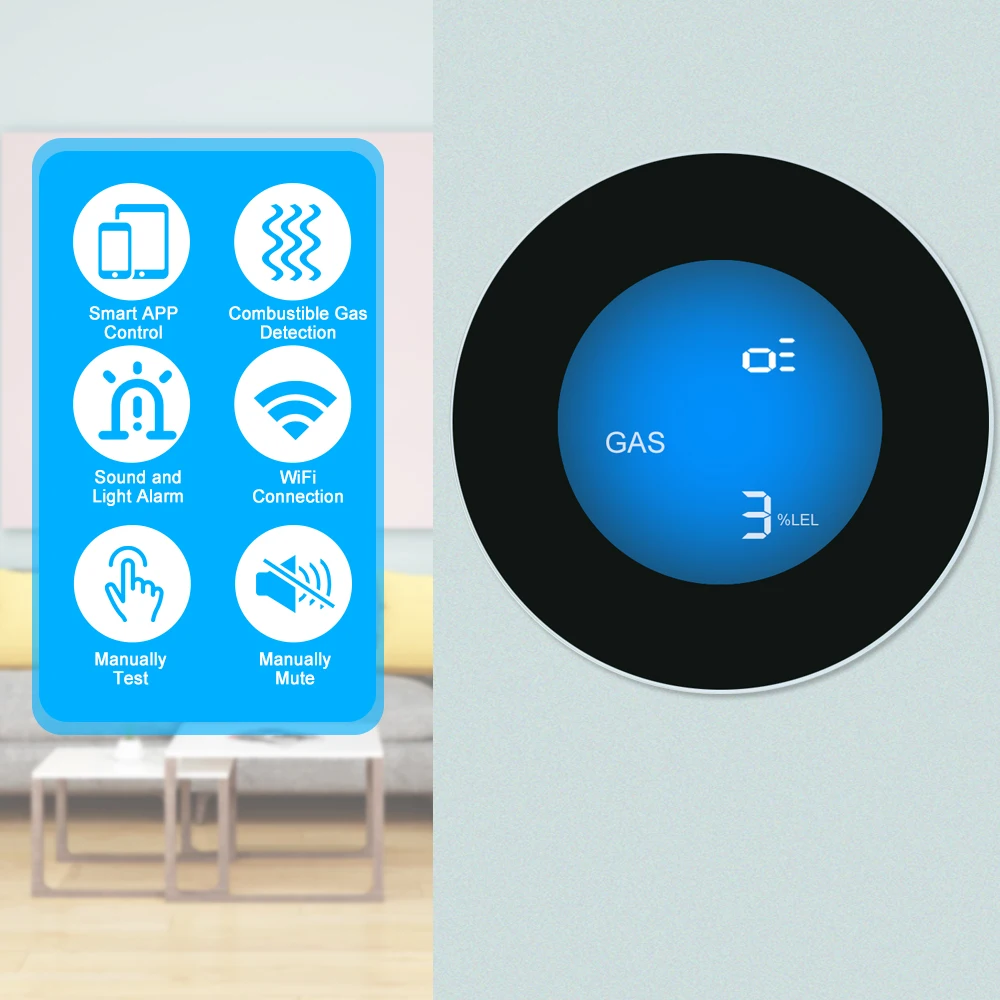 WIFI детектор газа бытовой утечки горючих газов приложение дистанционное