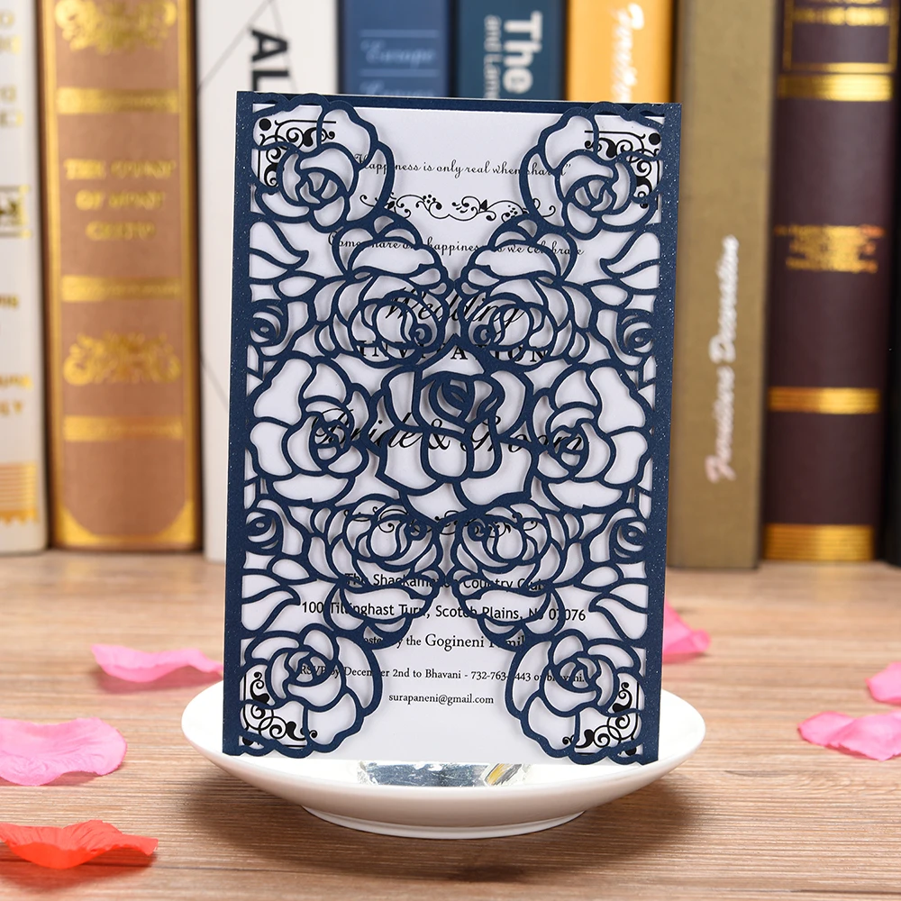 

Набор пригласительных открыток с лазерной резкой, 40 упаковок, пустые печатные открытки для свадьбы, дней рождения, объявлений для будущей м...