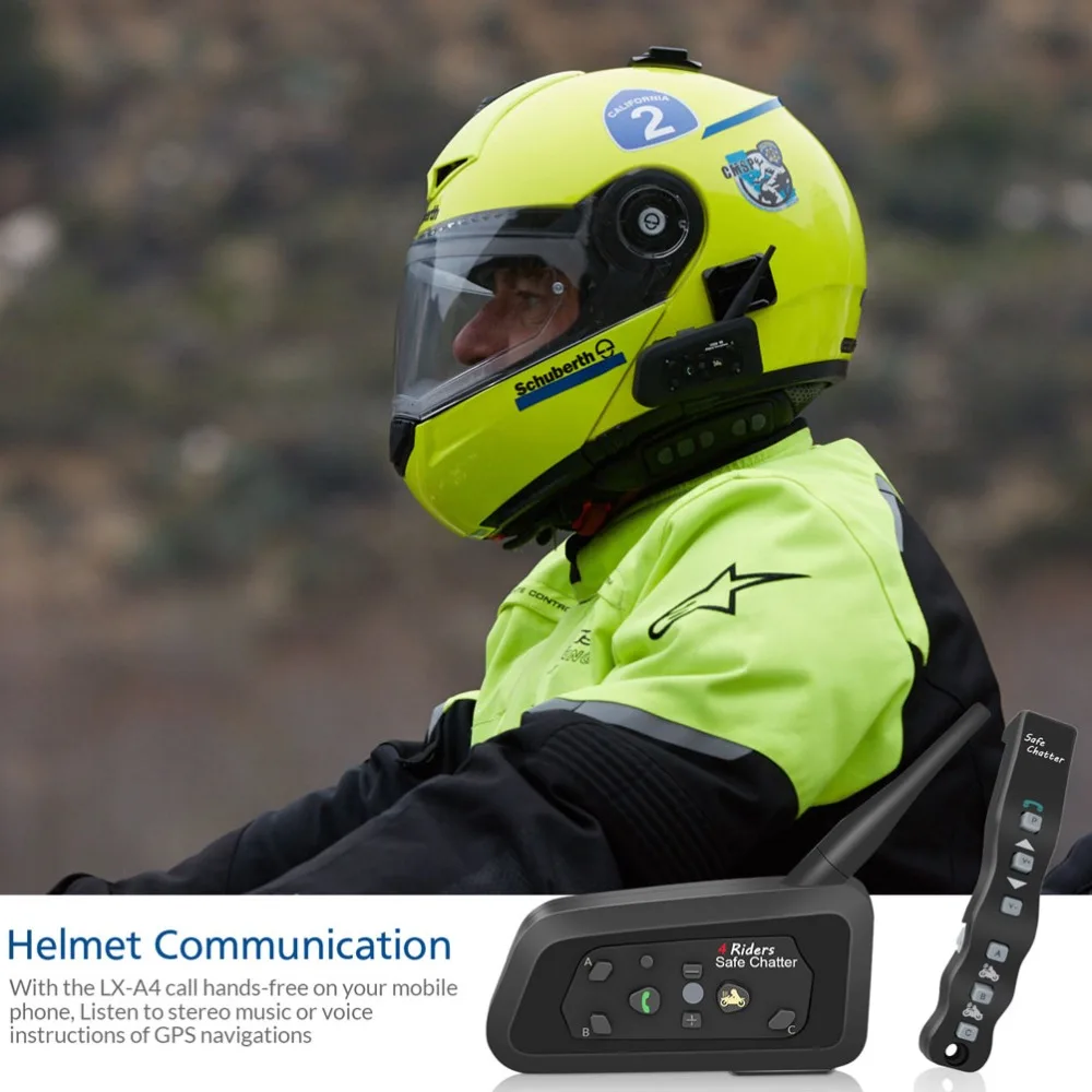 Переговорная гарнитура LEXIN 1 шт. A4 1000 м 4 мотоциклиста BT с Romote Control Bluetooth| |