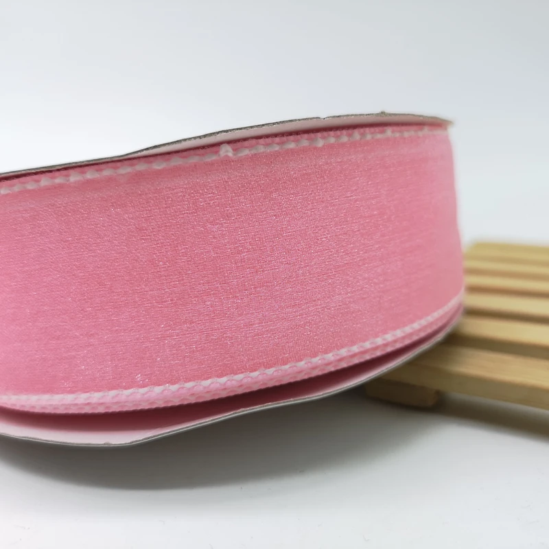 Pink 5 ярдов 30 мм атласная лента из органзы для зажимов для бантов рождественские вечерние ленты - Цвет: Pink