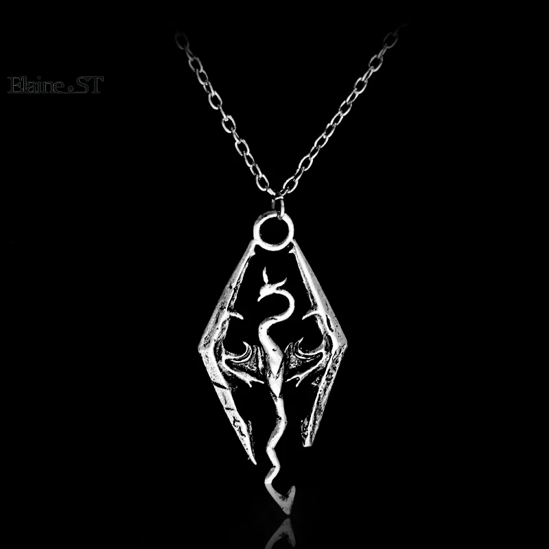 The Dinosaur Pendant Necklace Skyrim Elder Scrolls Dragon Pendants Vintage for Men/Women Jewelry statement necklace | Украшения и