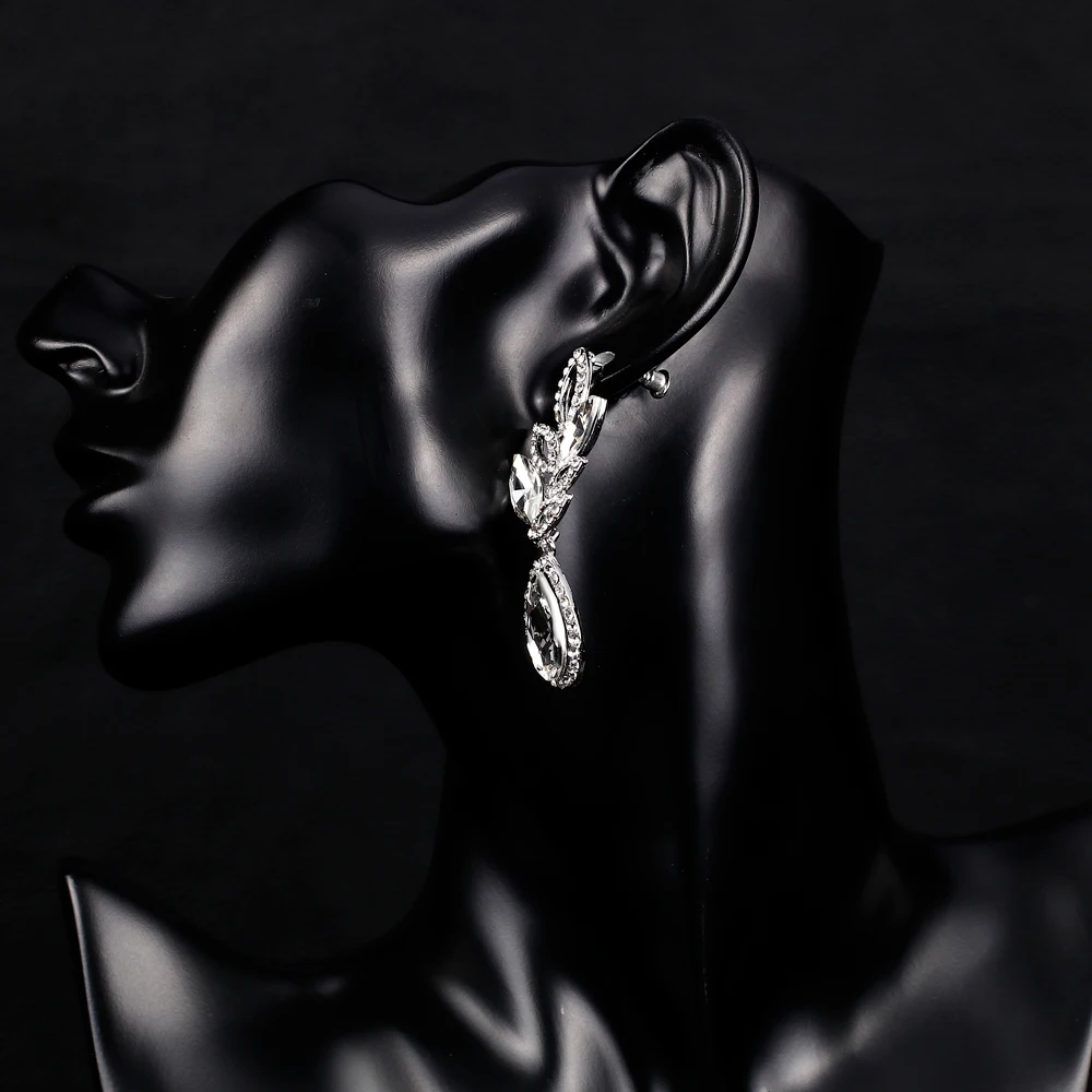 Свадебные серьги, стразы, стеклянные серьги-капли с камнями, серьги-кисточки из сплава для женщин, свадебные модные ювелирные изделия, подарки