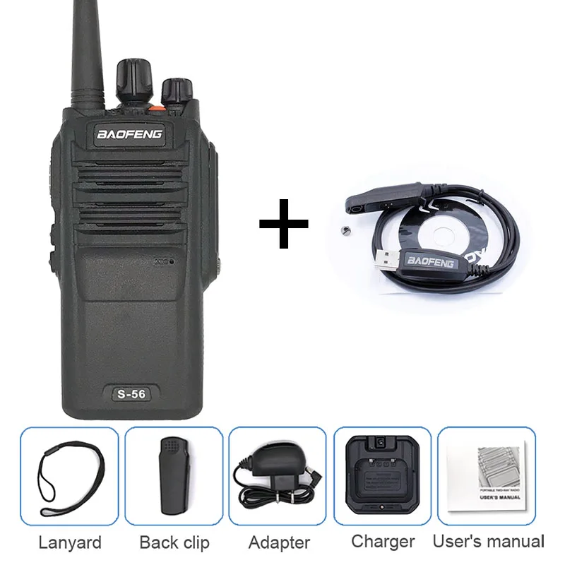 BAOFENG S-56 10 Вт Водонепроницаемая рация 10 км UHF Ham CB радио Comunicador двухсторонняя радиостанция КВ трансивер UV-9R - Цвет: add cable