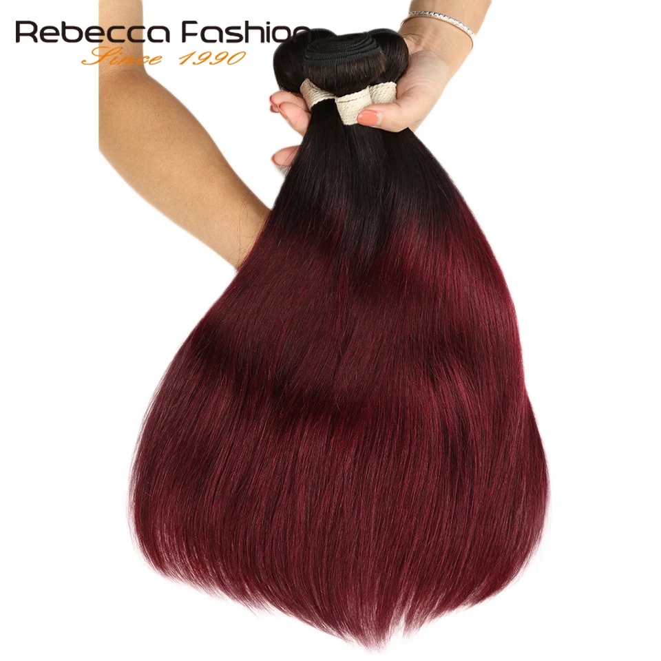 Rebecca 2 тона цвет Омбре бразильские прямые волосы пряди 3/4 шт Remy 100% человеческие T1B/27