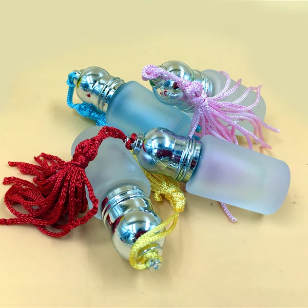

6ml Frost MINI Glass Perfume Bottle Roller Lids Refillable Empty Fragrance Scent Bottle Travel Makeup Vials 10pcs/lot DC774