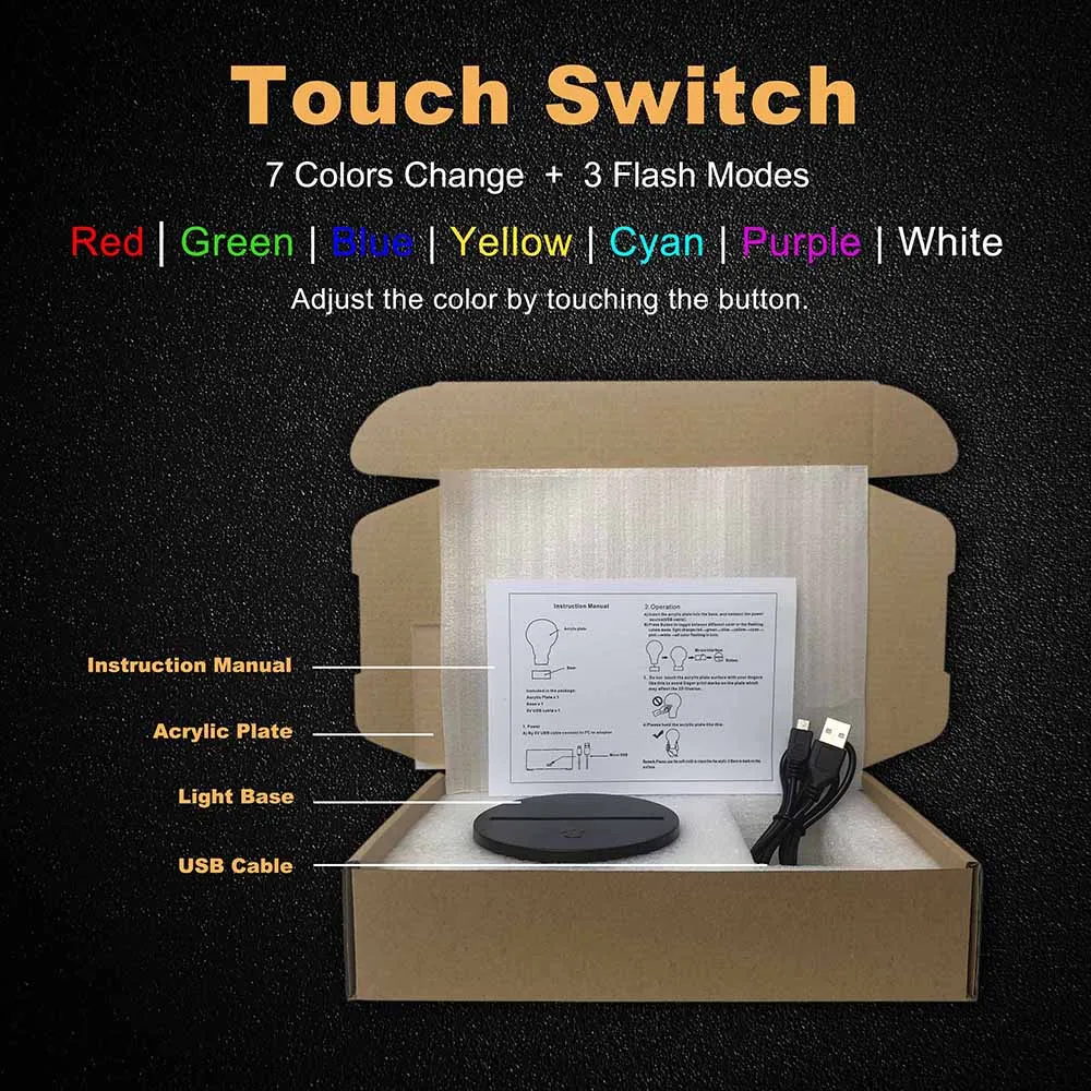 Touch 7 Colors Космический астронавт, декоративный светильник, 3D ночник, USB осветитель, светодиодный светильник, многоцветная вспышка, рождественские подарки, детская игрушка - Испускаемый цвет: Touch 7 Colors