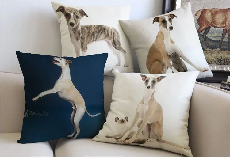 Whippet Собака Декоративные Чехлы для подушек подушки Чехлы для дивана подушки Животные наволочки с изображением собак чехлы на подушки для дома Декор