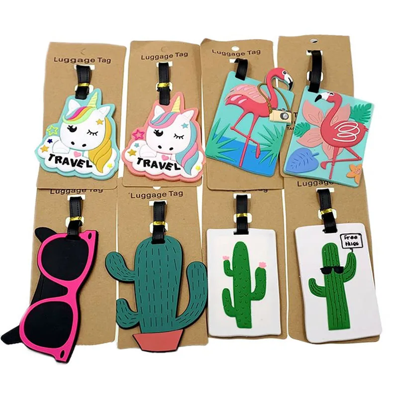 Cartoon Animal Unicorn Luggage Tags Portable Travel Accessories Silica Gel Suitcase Addres Holder Women Baggage Boarding Label