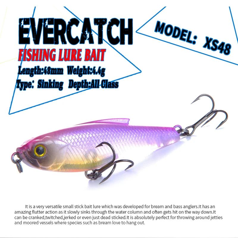 EVERCATCH 2018 воблеры качественные 4.4г/48мм жесткая приманка Minnow Crank Popper Stik рыболовные приманки для басса пресной и соленой воды VMC крючки на.