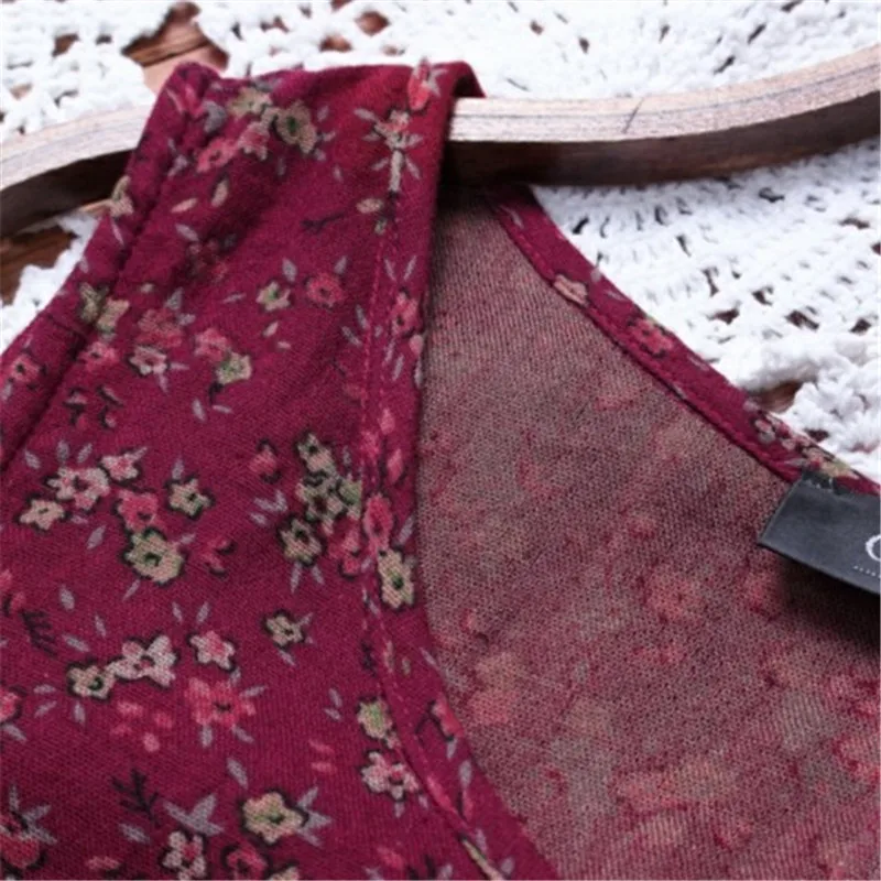 2019 женское платье Бохо ретро цветочный принт мешковатое хлопковое льняное макси