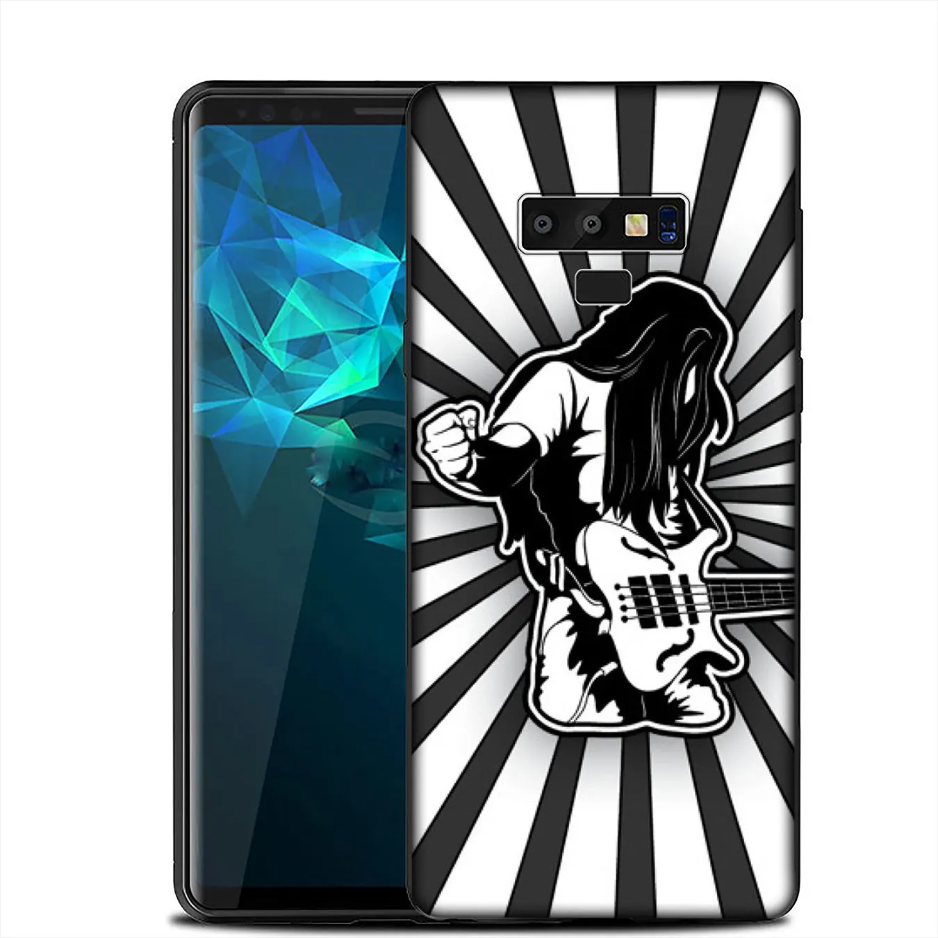 IYICAO Music guitar DJ luxury Soft Silicone Case for Samsung Galaxy A6 A9 A8 A7 2018 A3 A5 2016 2017 Note 9 8 10 Plus Lite |