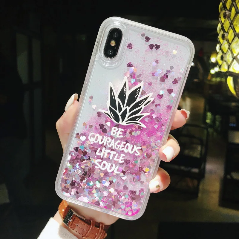 Роскошный блестящий чехол для телефона с изображением ананаса iPhone 5 5S SE 6 6S 7 8 Plus