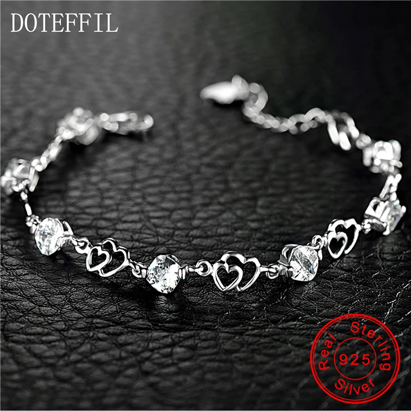 Женский браслет из серебра 925 пробы с фианитами|zircon bracelet|charm braceletwomen charm bracelet |