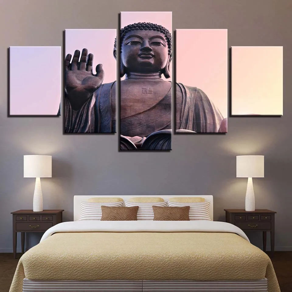 color Paintings Posters Wall Art 5 Panel Modern Large Oil Buddha Print Home Living Room Decorations Abstract 77 | Дом и сад
