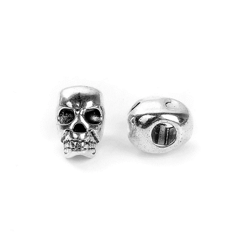 DoreenBeads цинковый сплав 3D разделительные бусины череп старинные серебряные бусы 12 мм(4/") х 8 мм(3/8"), отверстие: Приблизительно 3,7 мм, 4 шт