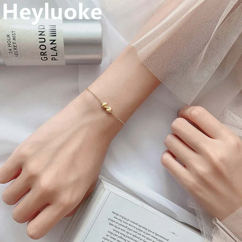 HEYLUOKE 100% Модные женские ювелирные изделия Золотой бант браслет 19 см для подарка