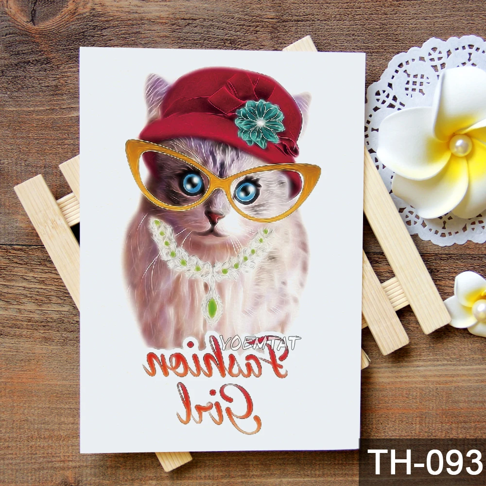 Меховые кошки и собаки временные татуировки с животным узором водонепроницаемые