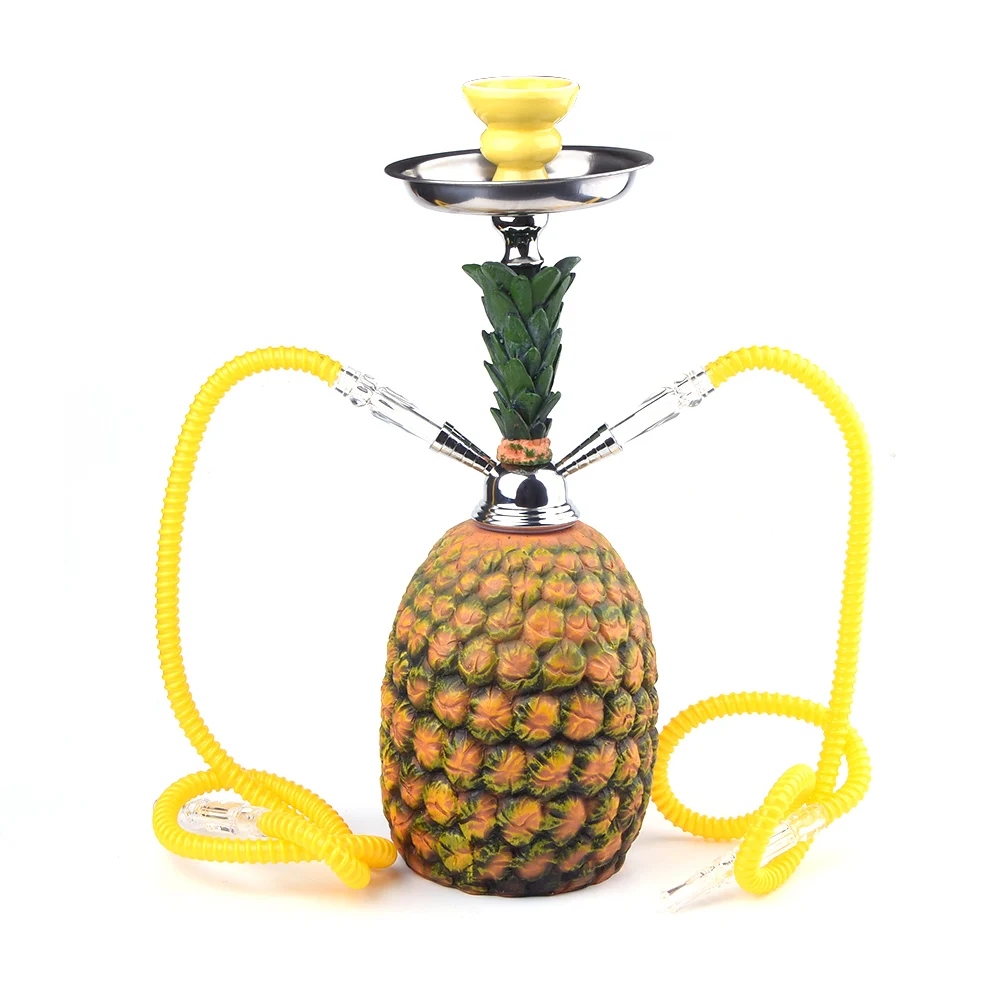 

Pineapple Hookah Shisha Smoking Tool With Tube And Hose Complete Set Fine Detail Cigarette Accessories Double Tubes 256AH