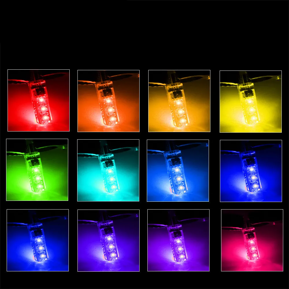 1 комплект 5050 SMD RGB LED T10 W5W 194 168 автомобильный боковой фонарь с клиновидным цоколем