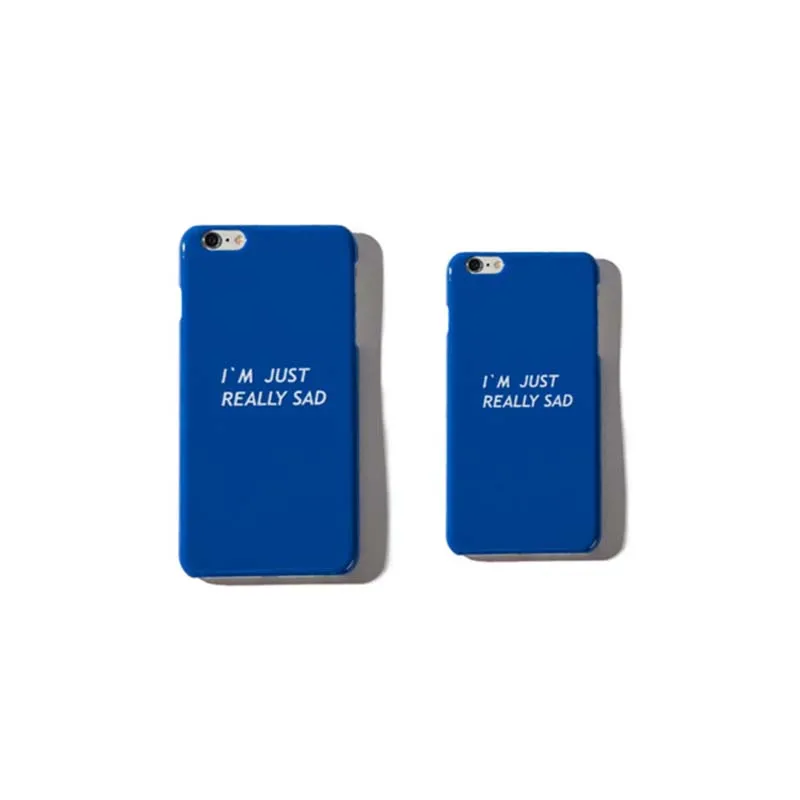 Phone Case For iPhone 8 6s 7 Plus Dark Blue English Letter &quotI'M Just Really SAD&quotSimple Hard PC Back Mobile Cover |