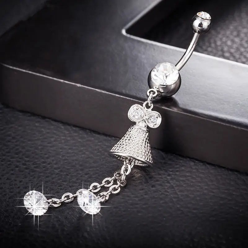 2019 пикантные мотаться пупок колец стразы тела JewelryDouble лепестки циркон кристалл
