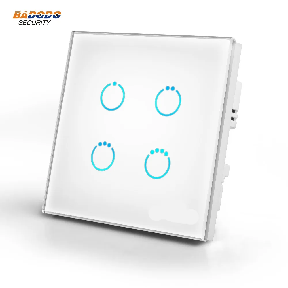 Z Wave Plus MCO дома Стекло сенсорный Панель выключатель питания EU868.42MHz 4 gang на