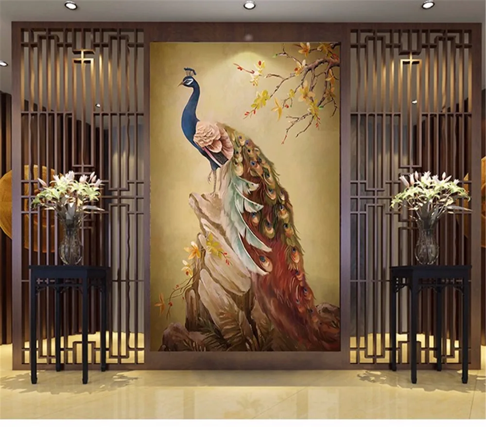 Обои home decor Китайский Стиль Павлин крыльцо фон 3d гостиная диван спальня ТВ обои |