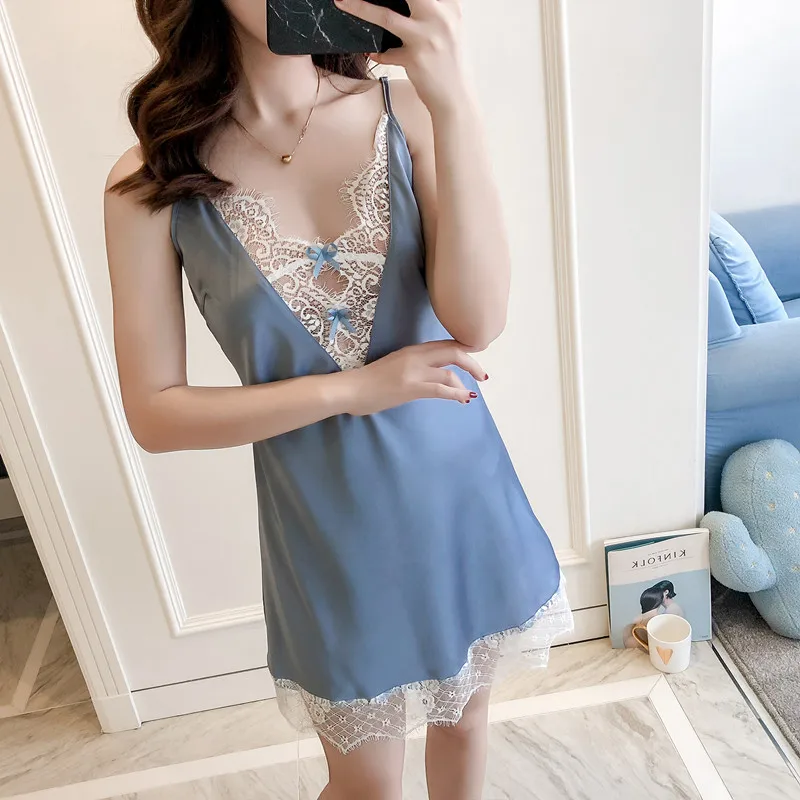 Кружевной сексуальный ночной халат Шелковый Атласный весенний банный осень