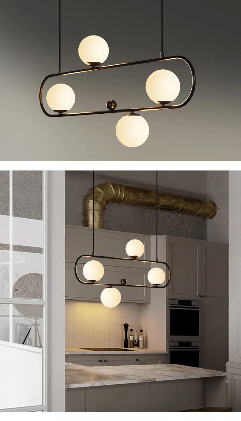 Industrial Style Art Swing Buckle Design Pendant Light Nordic Retro Glass Ball Restaurant Parlor Coffee Shop Light Fixtures
