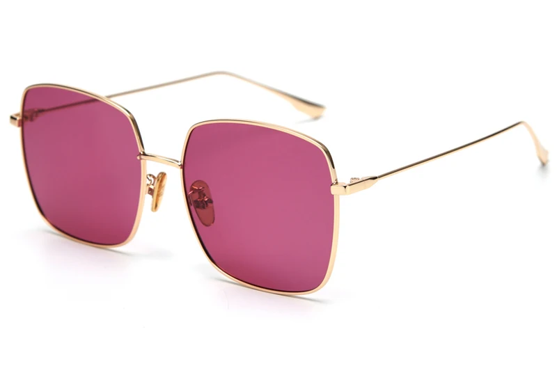 purple rose lens Kachawoo, большие квадратные солнцезащитные очки для женщин, поляризационные, золотые, металлические, модные, золотые, мужские, солнцезащитные очки для женщин, зеркальные, унисекс, очки - Цвет линз: purple rose lens