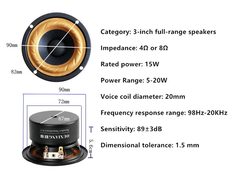 OUX Audio Labs 3 дюймов HiFi полный диапазон частот колонки 4, 8 Ом круговой/квадратный arc ВЧ-драйвер блок Средний бас комплект DIY
