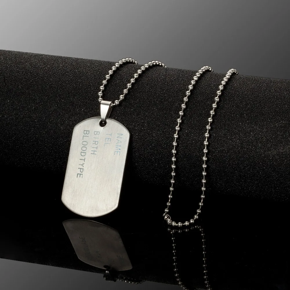 Mens Necklace Stainless Steel Pendant Dog Tags Army Nameplate Cross Shaving Blade For Men |