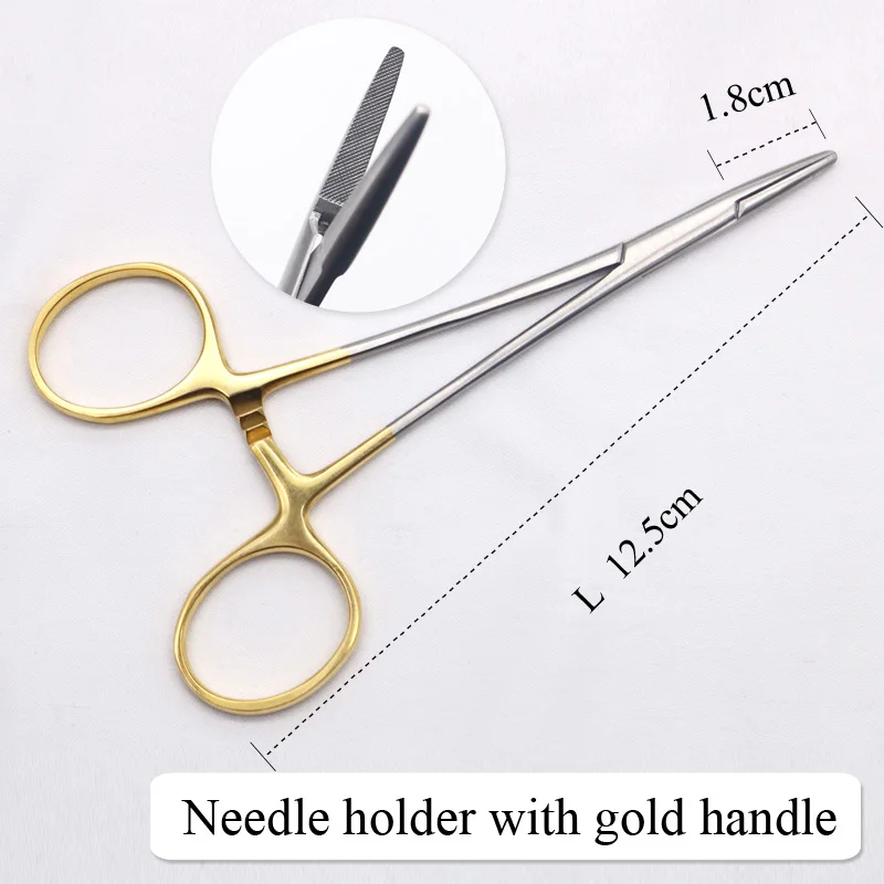needle clamp Иглодержатель с золотой ручкой бинокулярный кошелек косметический пластиковый встраивание двойного век инструмент Иглодержатель для больницы - Цвет: needle clamp