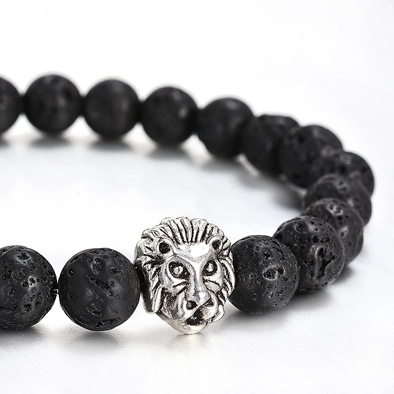 Браслеты из бусин чакр 7 цветов смешанные ювелирные украшения с черной лавовой