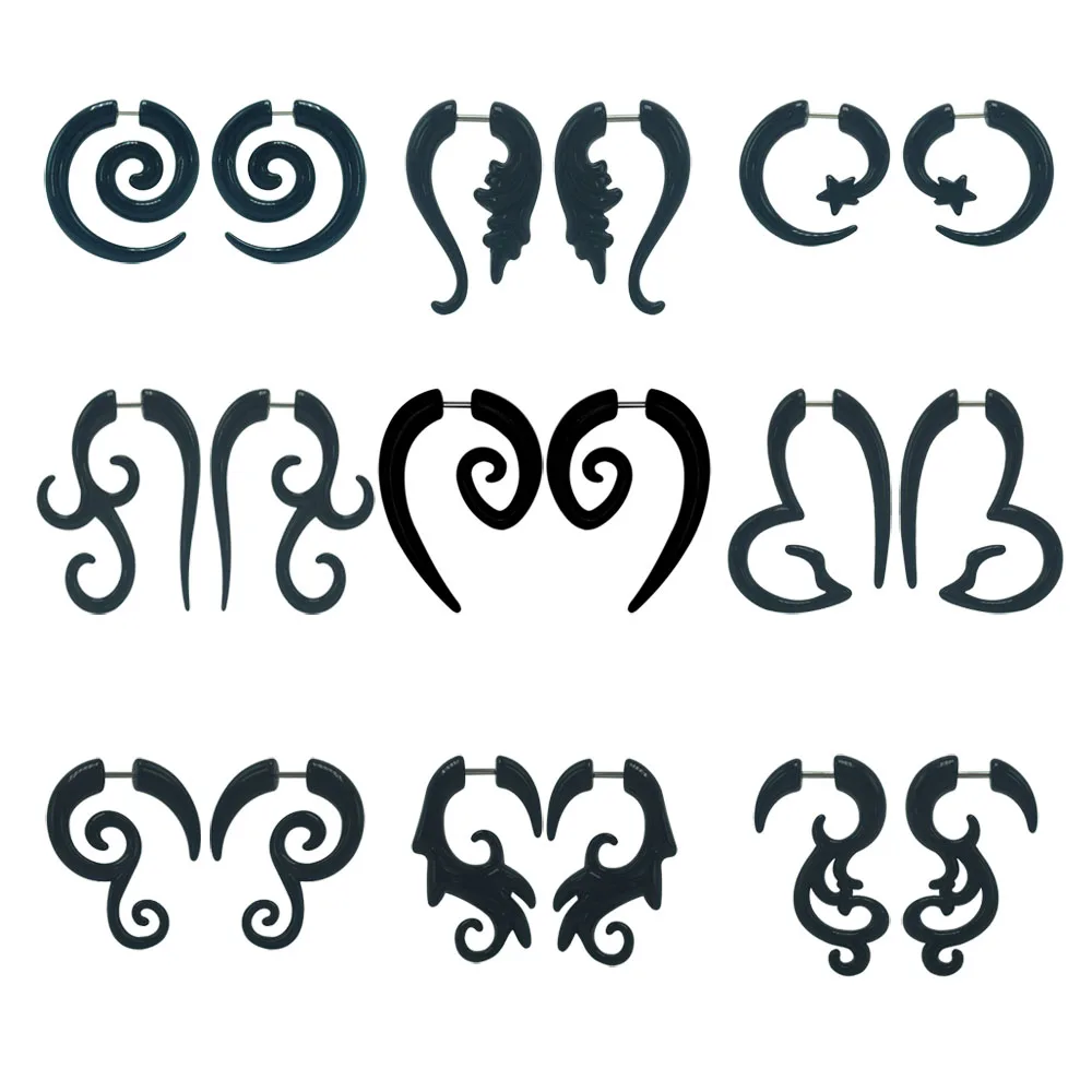 1 пара черный акриловые Поддельные жук Спираль уха конические расширители