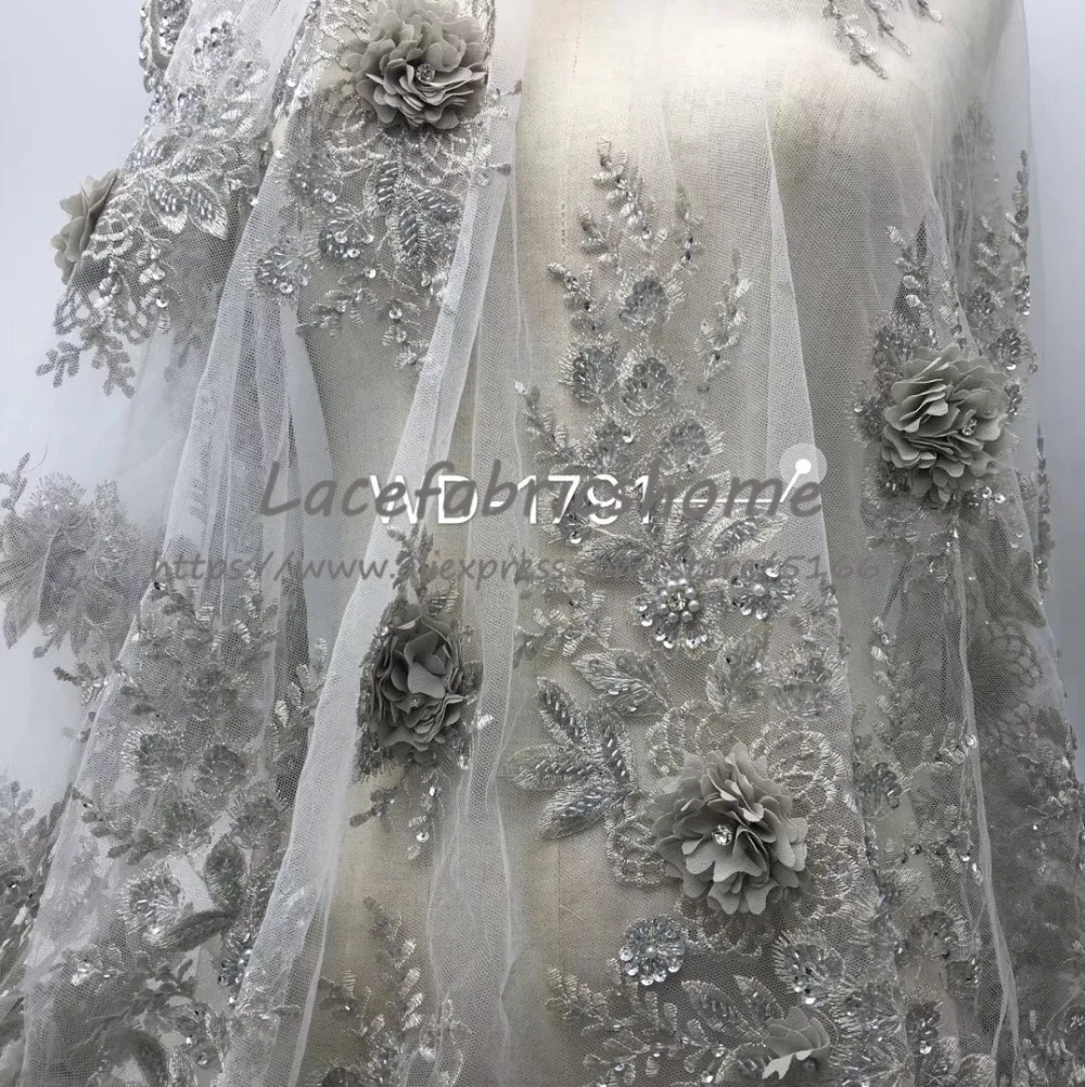 5 ярдов/lot красивые видов цветов Жемчуг Beadeds с 3D цветами хорошее качество кружева