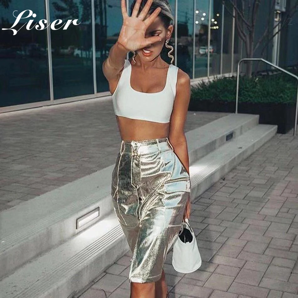 Женское облегающее платье из ПУ кожи без бретелек | Женская одежда