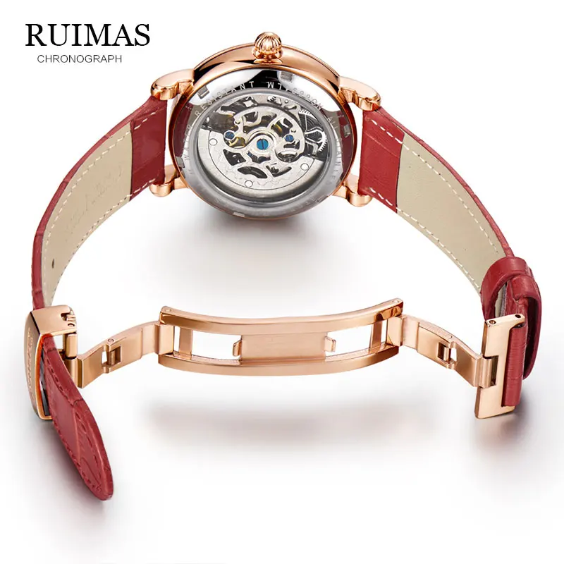 

RUIMAS Women's Watches Luxury Ladies Watch Leather Watches For Women Fashion Mechanical watches Reloj Mujer 2019