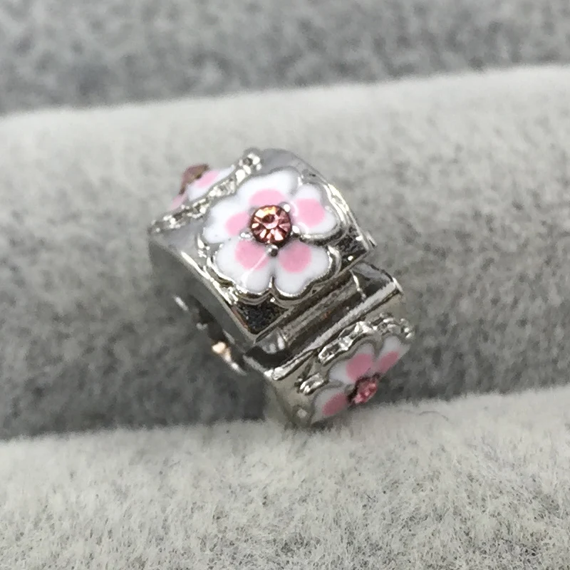 DIY Розовый эмалированный цветок Зажимы остановили безопасные бусины шармы в