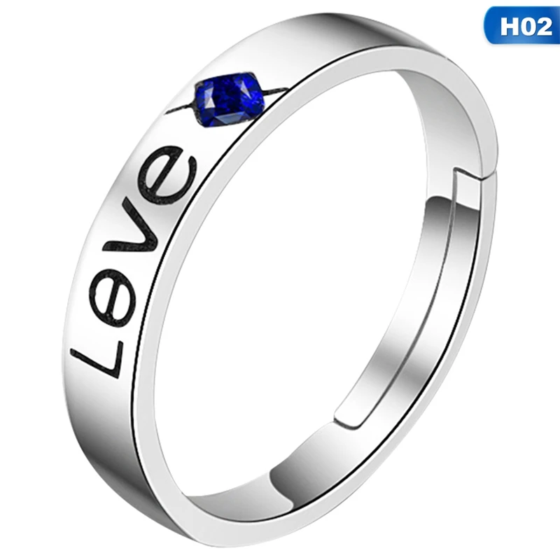RG5441H02 For man Любовники регулируемые хрустальные кольца набор из нержавеющей стали любовь свадьба пара Открытое кольцо вечерние Вечеринка обручение Шарм ювелирные изделия Женщины Мужчины Горячие - Цвет основного камня: RG5441H02 For man