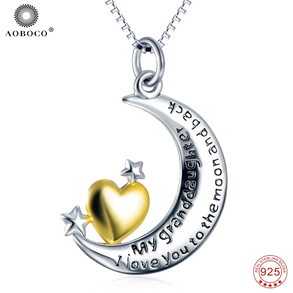 

Бренд AOBOCO, новый дизайн, ожерелье из стерлингового серебра 100% пробы, милое классическое ожерелье с кулоном в виде Луны, звезд, сердца, женски...