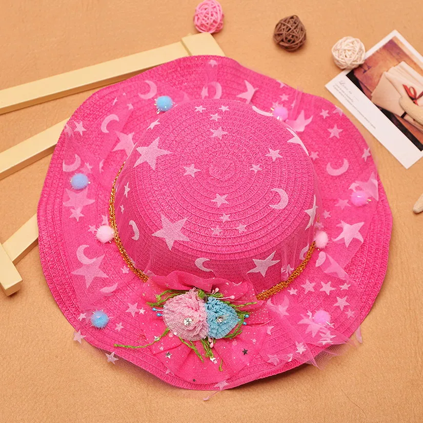 ГОРЯЧАЯ! дети Звезда Марлевые Цветы Солнце Пляж Visor Шляпы Моды Милые Девушки