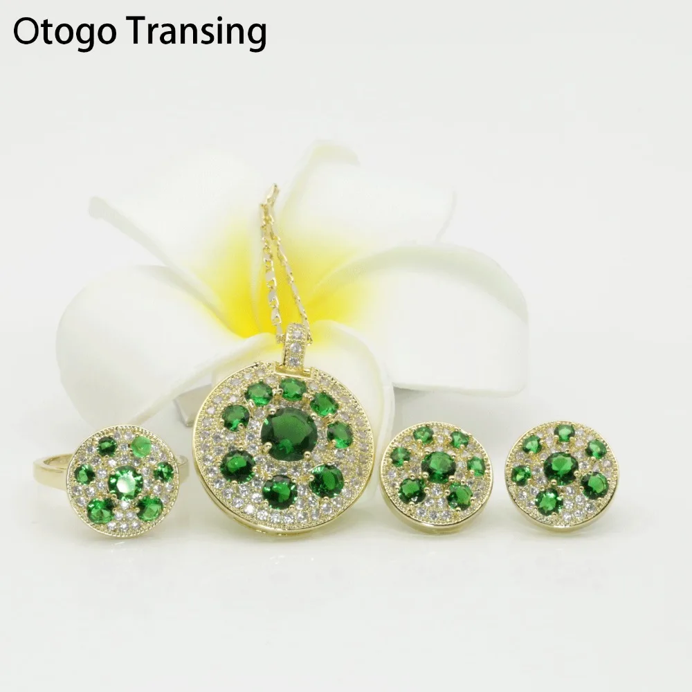 Otogo Transing модные свадебные зеленые кристаллы женские круглые дизайнерские