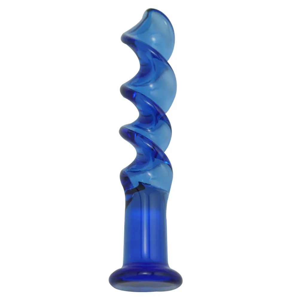 New large blue head pyrex crystal wave glass anal butt plug beads dildo masturbation sex toys product for men women | Красота и